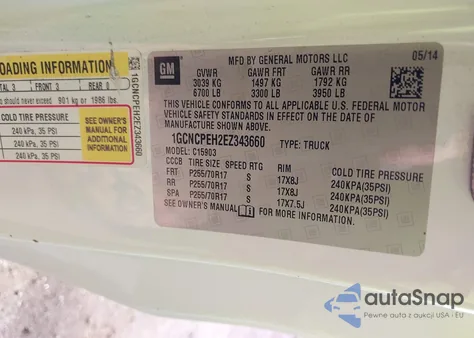 2014 Chevrolet Silverado C1500 из США, поврежденный, VIN 1GCNCPEH2EZ343660